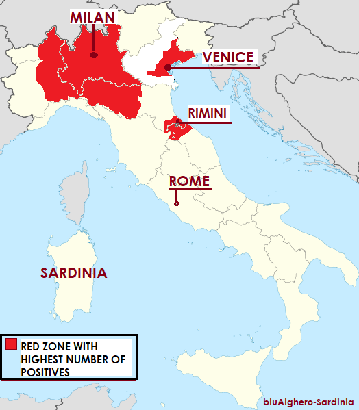 coronavirus italie map